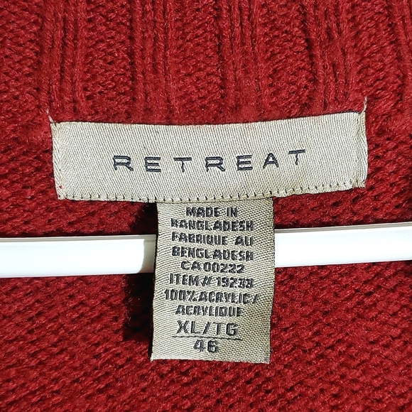Retreat Red and Black Acrylic 1/4 Zip Men's Long Sleeve Knit Sweater - Size XL - Picture 9 of 15